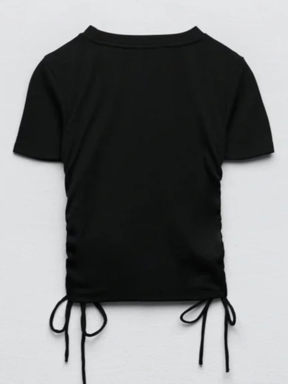 Zara Black Ruched Ribbed Top - Picture 3 of 9